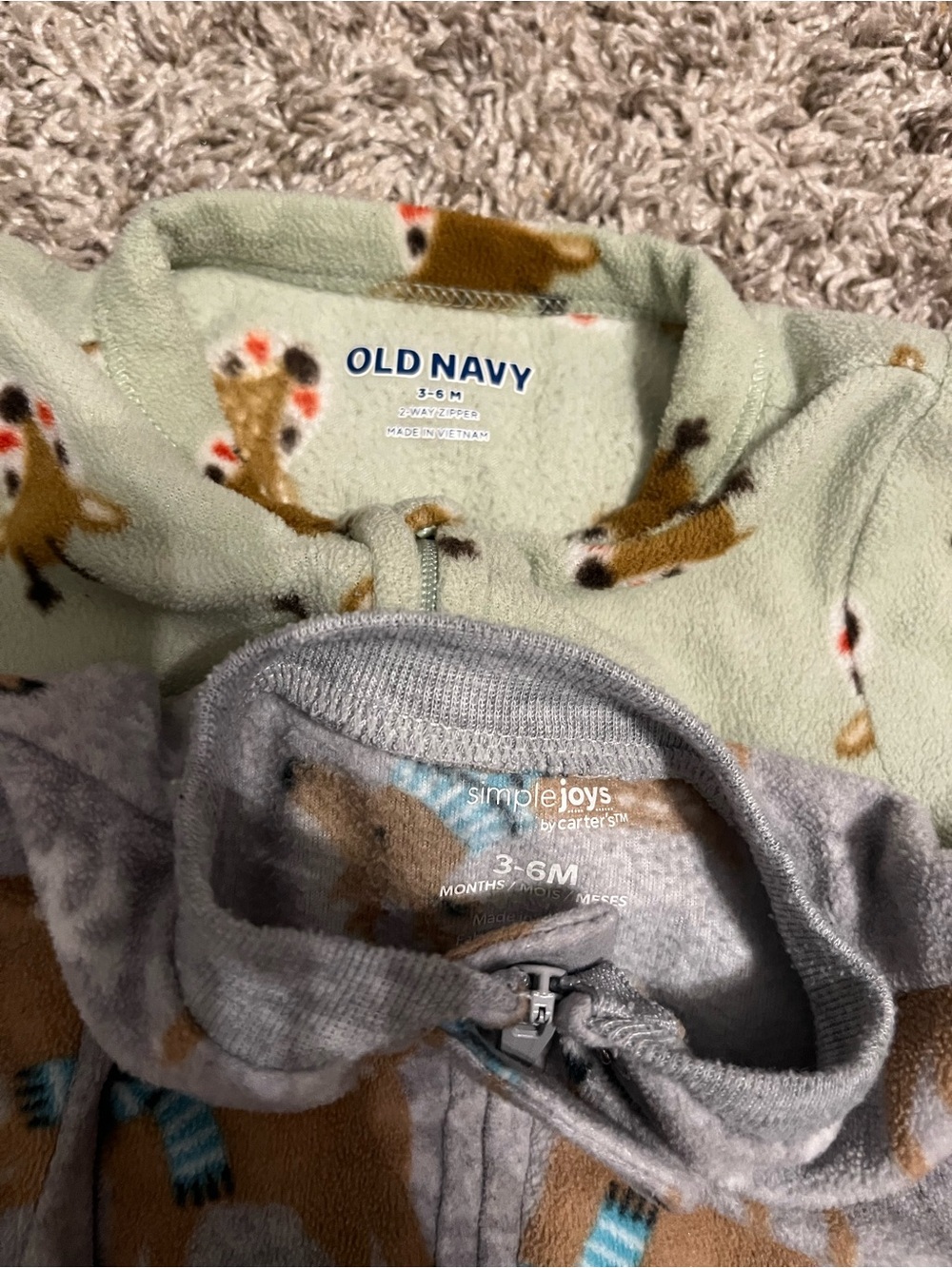 Old Navy & Simple Joys Baby Zip-Up Sleepers - Green & Gray 3–6m Christmas